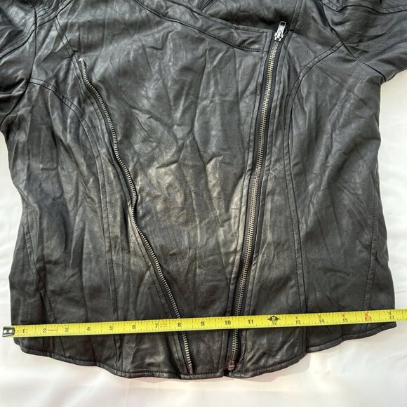 Costa Blanca Vegan Leather Black Jacket Wrinkled Look Size Large - Picture 10 of 16